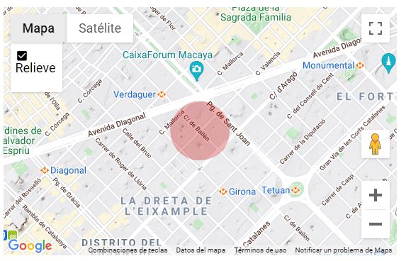 mapa zona cara lloguer dreta eixample